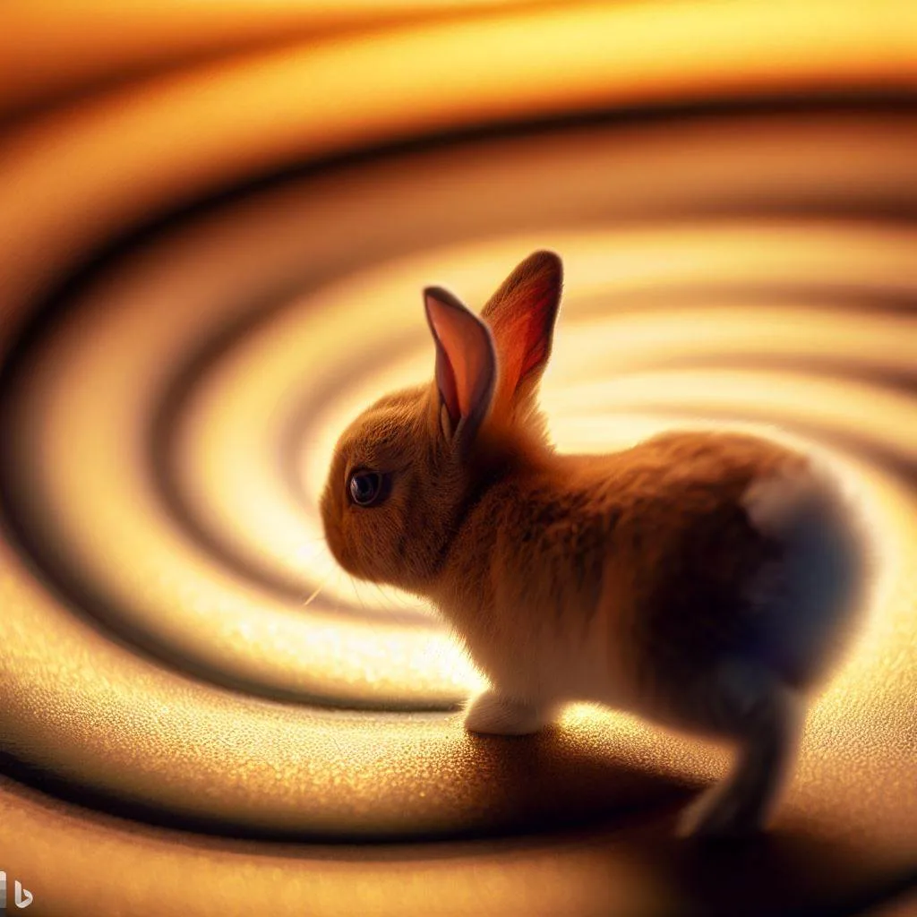 wordpress distraction free mode user is represented with a rabbit running in a golden spiral road